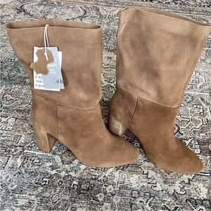 H&M Premium Selection Suede Block Heel Boots in Brown - 8